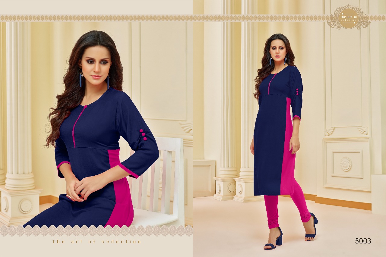 Kurti Wala By Ganesh Fashion 5001 To 5006 Series Beautiful Stylish Fancy Colorful Casual Wear & Ethnic Wear & Ready To Wear Heavy Rayon Kurtis At Wholesale Price