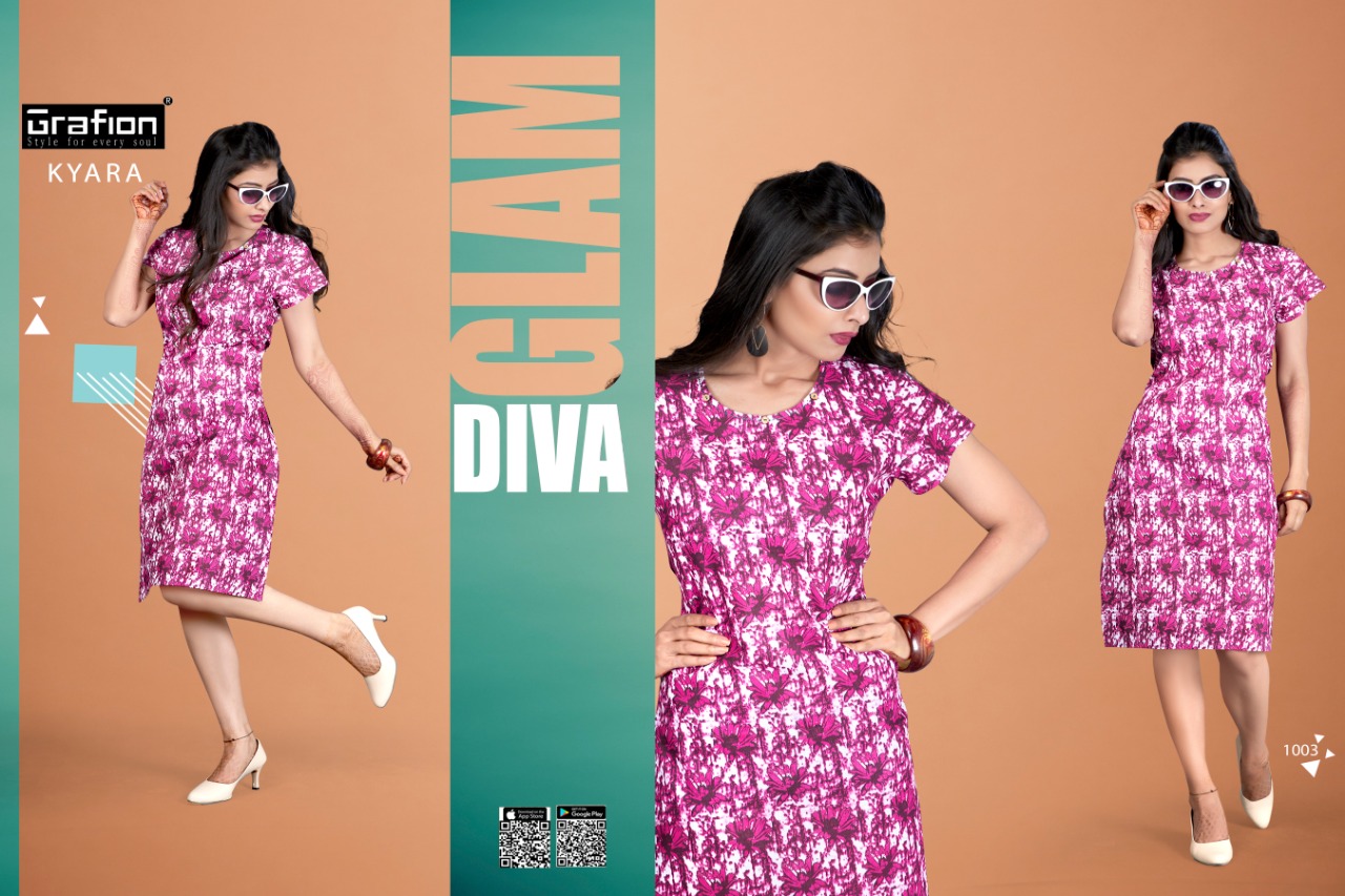 Kyara By Grafion 1001 To 1012 Series Beautiful Stylish Colorful Fancy Casual Wear & Ethnic Wear & Ready To Wear Pure Cotton Printed Kurtis At Wholesale Price