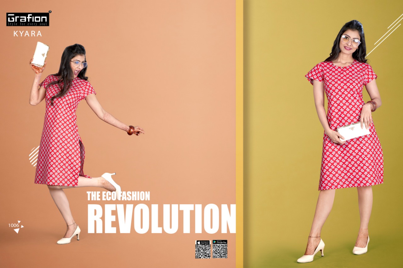 Kyara By Grafion 1001 To 1012 Series Beautiful Stylish Colorful Fancy Casual Wear & Ethnic Wear & Ready To Wear Pure Cotton Printed Kurtis At Wholesale Price