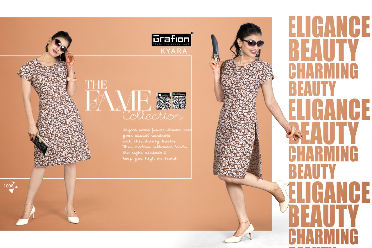 Kyara By Grafion 1001 To 1012 Series Beautiful Stylish Colorful Fancy Casual Wear & Ethnic Wear & Ready To Wear Pure Cotton Printed Kurtis At Wholesale Price