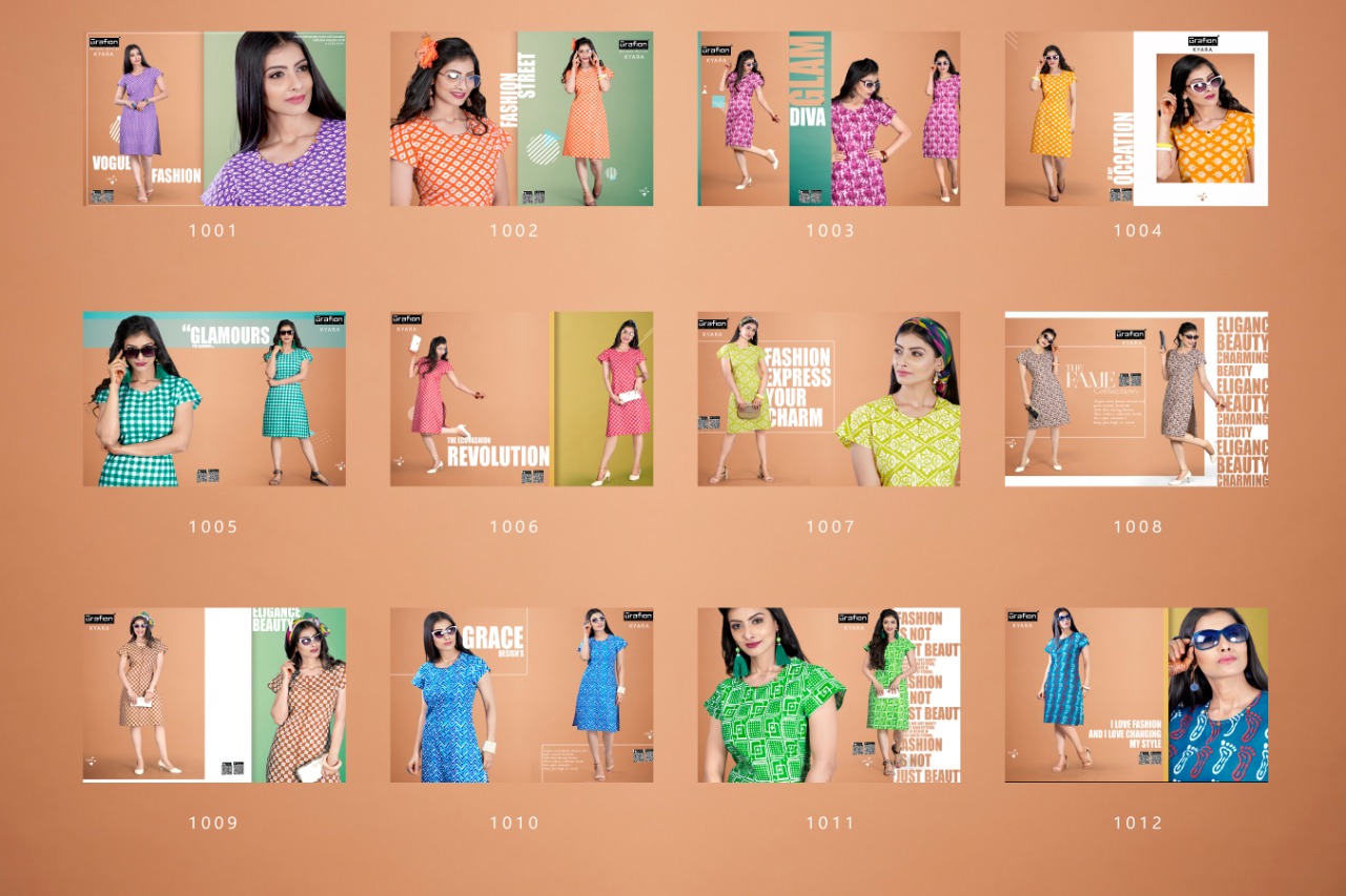 Kyara By Grafion 1001 To 1012 Series Beautiful Stylish Colorful Fancy Casual Wear & Ethnic Wear & Ready To Wear Pure Cotton Printed Kurtis At Wholesale Price