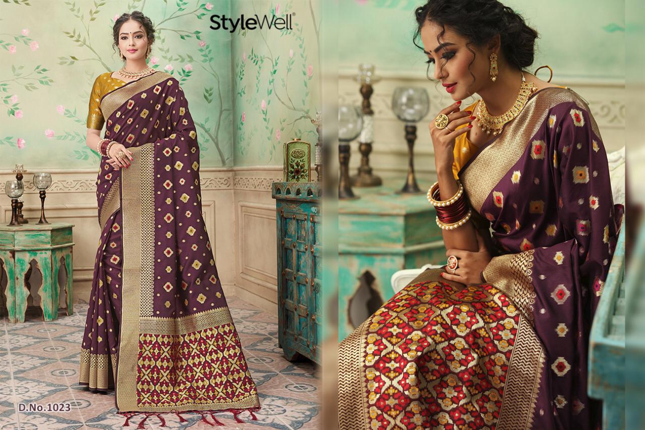 Laavanya By Stylewell 1021 To 1036 Series Indian Traditional Wear Collection Beautiful Stylish Fancy Colorful Party Wear & Occasional Wear Fancy Sarees At Wholesale Price