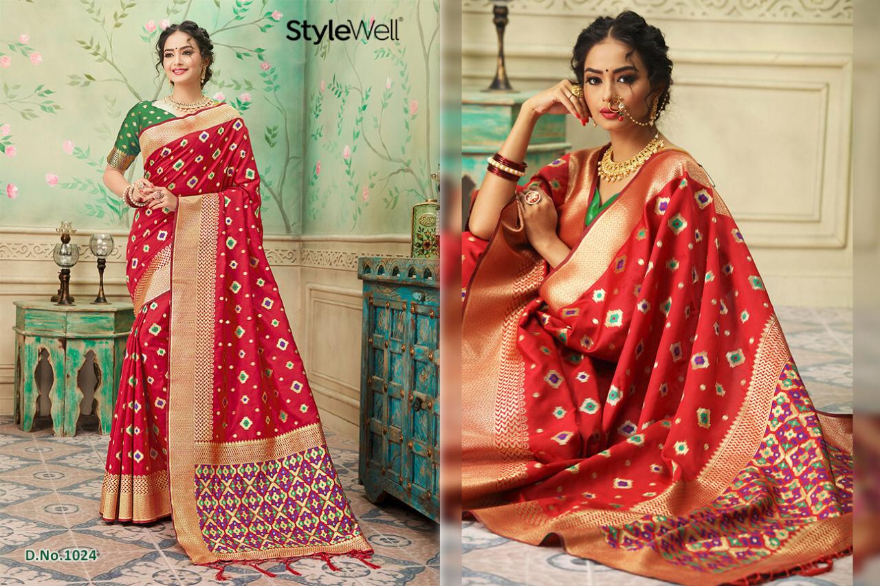 Laavanya By Stylewell 1021 To 1036 Series Indian Traditional Wear Collection Beautiful Stylish Fancy Colorful Party Wear & Occasional Wear Fancy Sarees At Wholesale Price