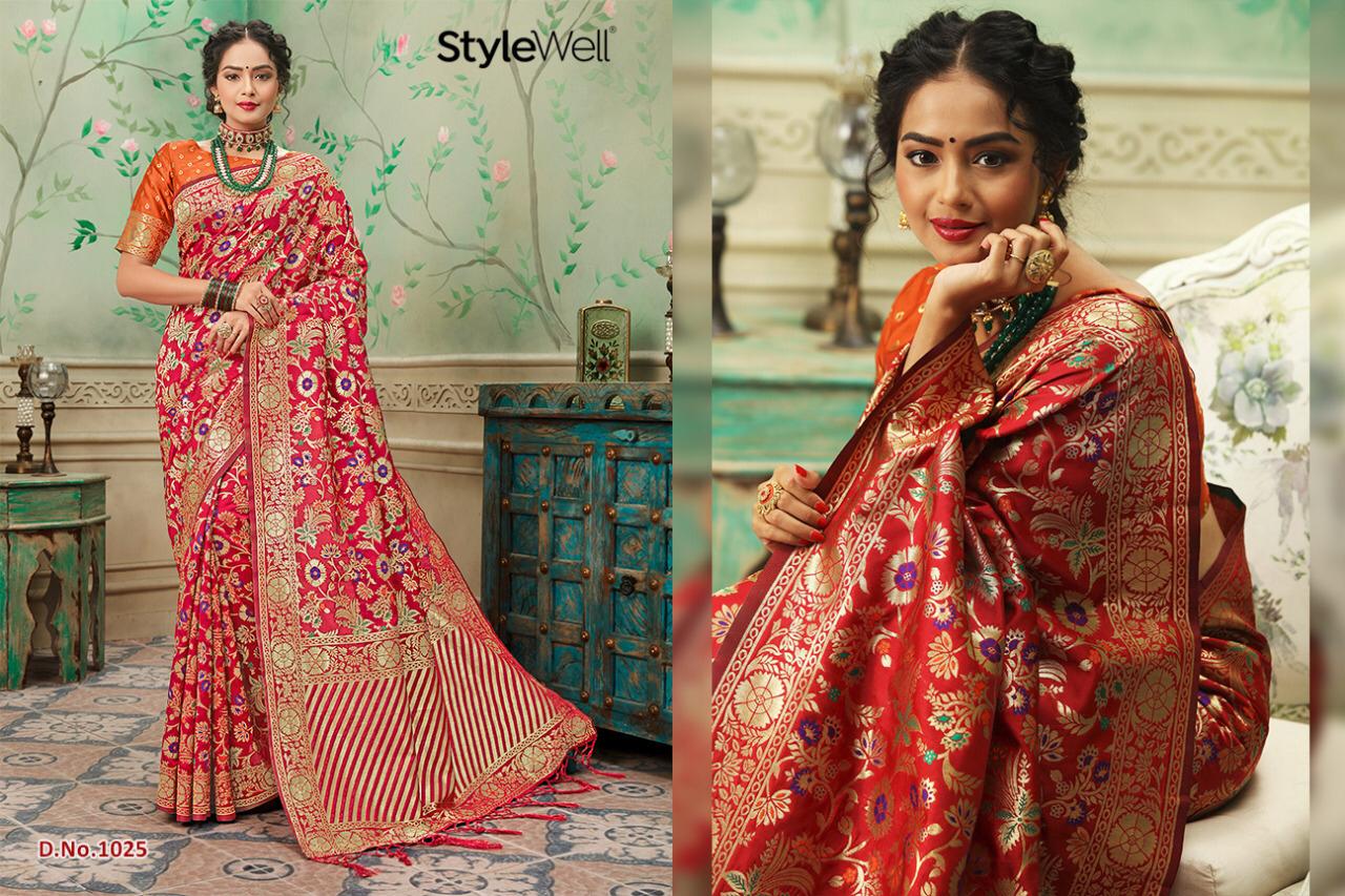 Laavanya By Stylewell 1021 To 1036 Series Indian Traditional Wear Collection Beautiful Stylish Fancy Colorful Party Wear & Occasional Wear Fancy Sarees At Wholesale Price