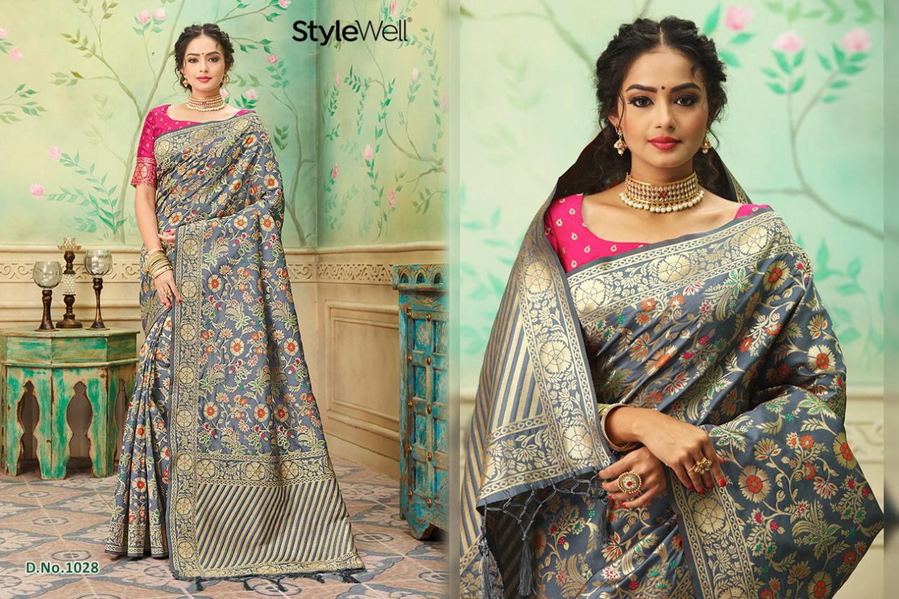 Laavanya By Stylewell 1021 To 1036 Series Indian Traditional Wear Collection Beautiful Stylish Fancy Colorful Party Wear & Occasional Wear Fancy Sarees At Wholesale Price