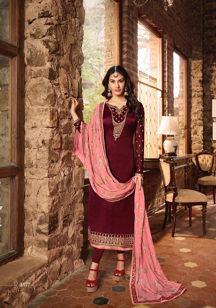 Lajja By Glossy 1872 To 1879 Series Designer Sharara Suits Beautiful Stylish Fancy Colorful Party Wear & Ethnic Wear Satin Georgette With Embroidery Dresses At Wholesale Price