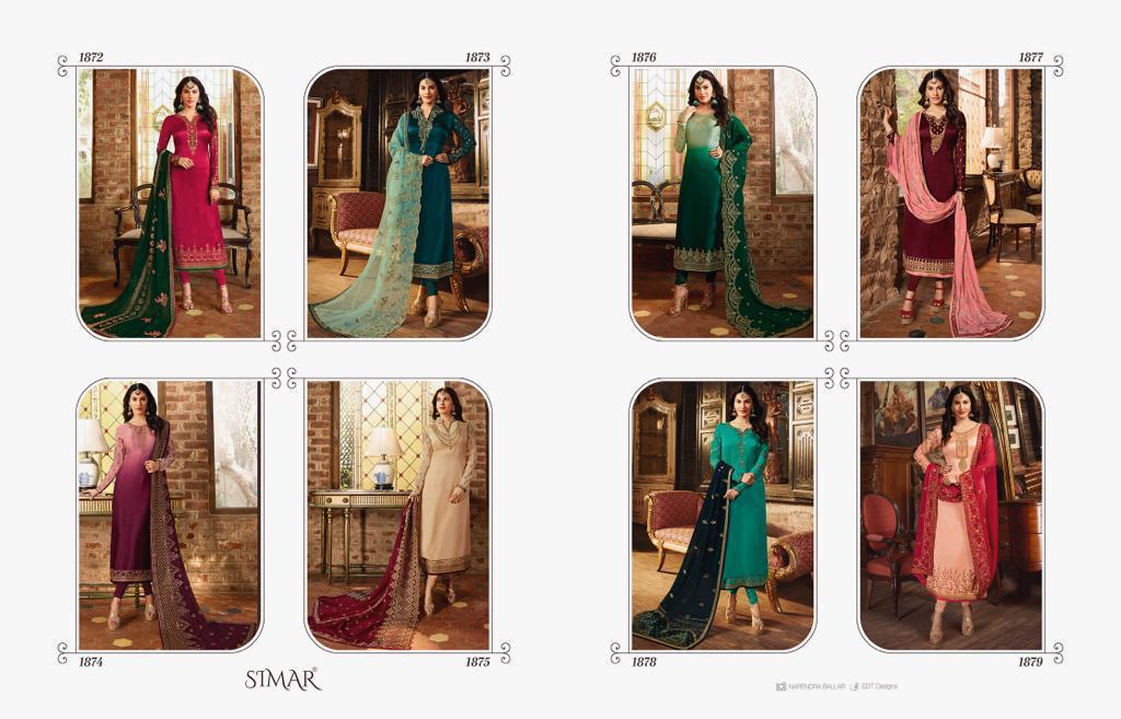 Lajja By Glossy 1872 To 1879 Series Designer Sharara Suits Beautiful Stylish Fancy Colorful Party Wear & Ethnic Wear Satin Georgette With Embroidery Dresses At Wholesale Price