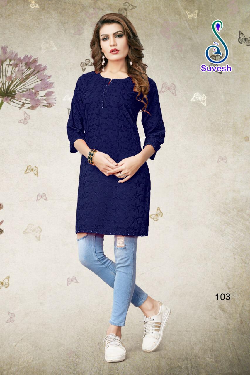 Lakhnavi Vol-3 By Suvesh 101 To 110 Series Beautiful Stylish Colorful Fancy Party Wear & Ethnic Wear & Ready To Wear Rich Cotton Chikan Work Kurtis At Wholesale Price