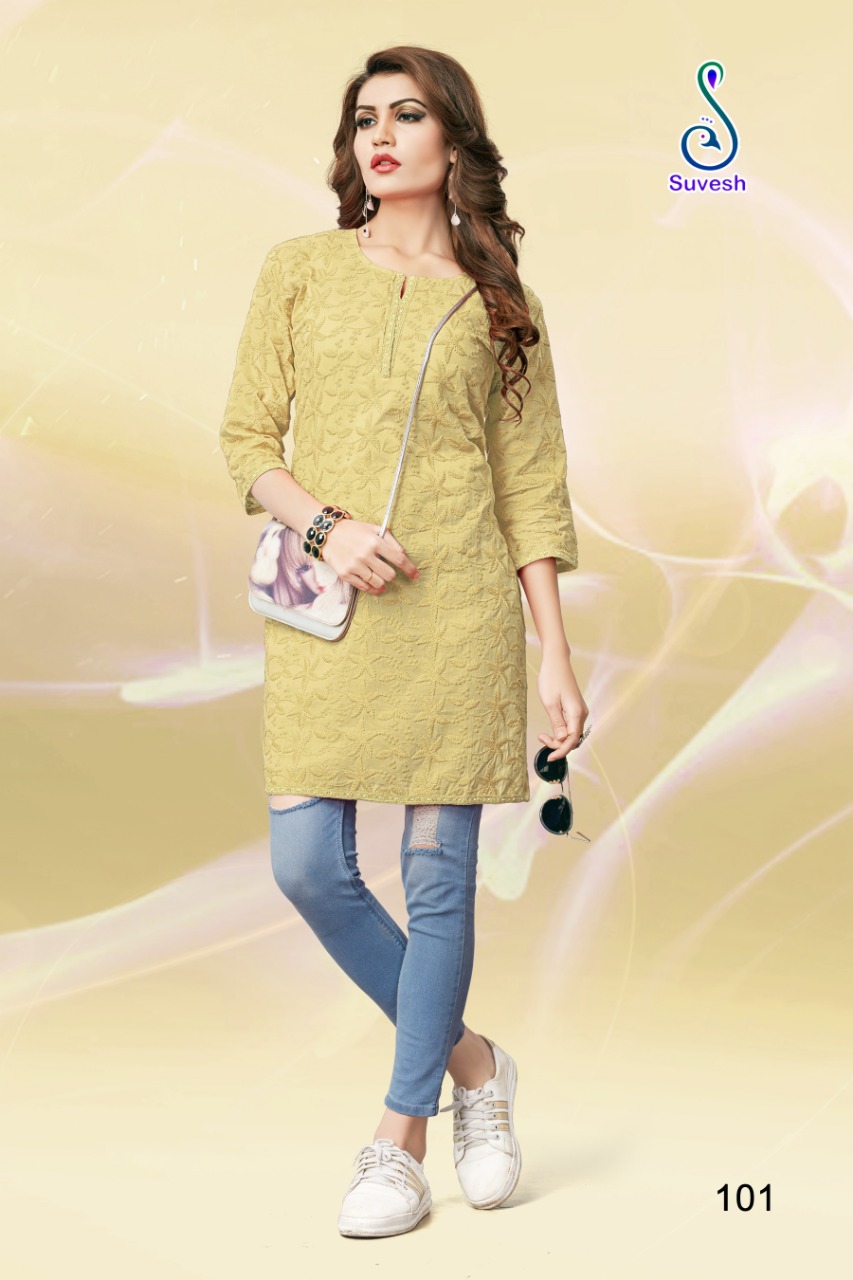 Lakhnavi Nx By Suvesh 101 To 110 Series Beautiful Stylish Colorful Fancy Party Wear & Ethnic Wear & Ready To Wear Rich Cotton Chikan Work Kurtis At Wholesale Price