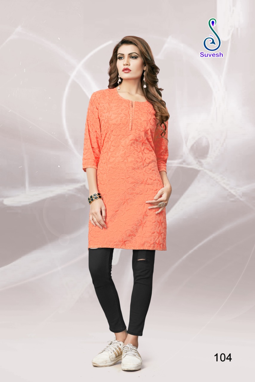 Lakhnavi Nx By Suvesh 101 To 110 Series Beautiful Stylish Colorful Fancy Party Wear & Ethnic Wear & Ready To Wear Rich Cotton Chikan Work Kurtis At Wholesale Price