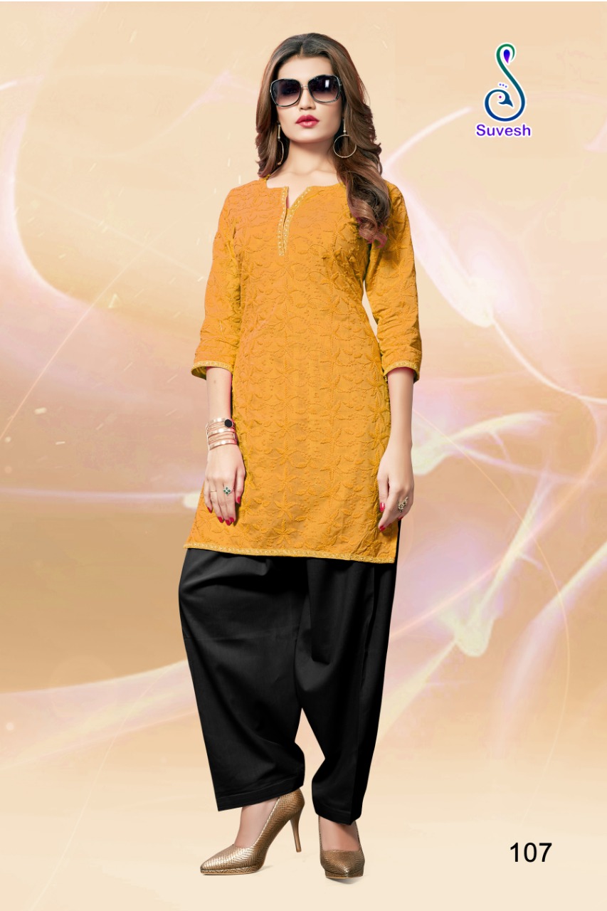 Lakhnavi Nx By Suvesh 101 To 110 Series Beautiful Stylish Colorful Fancy Party Wear & Ethnic Wear & Ready To Wear Rich Cotton Chikan Work Kurtis At Wholesale Price