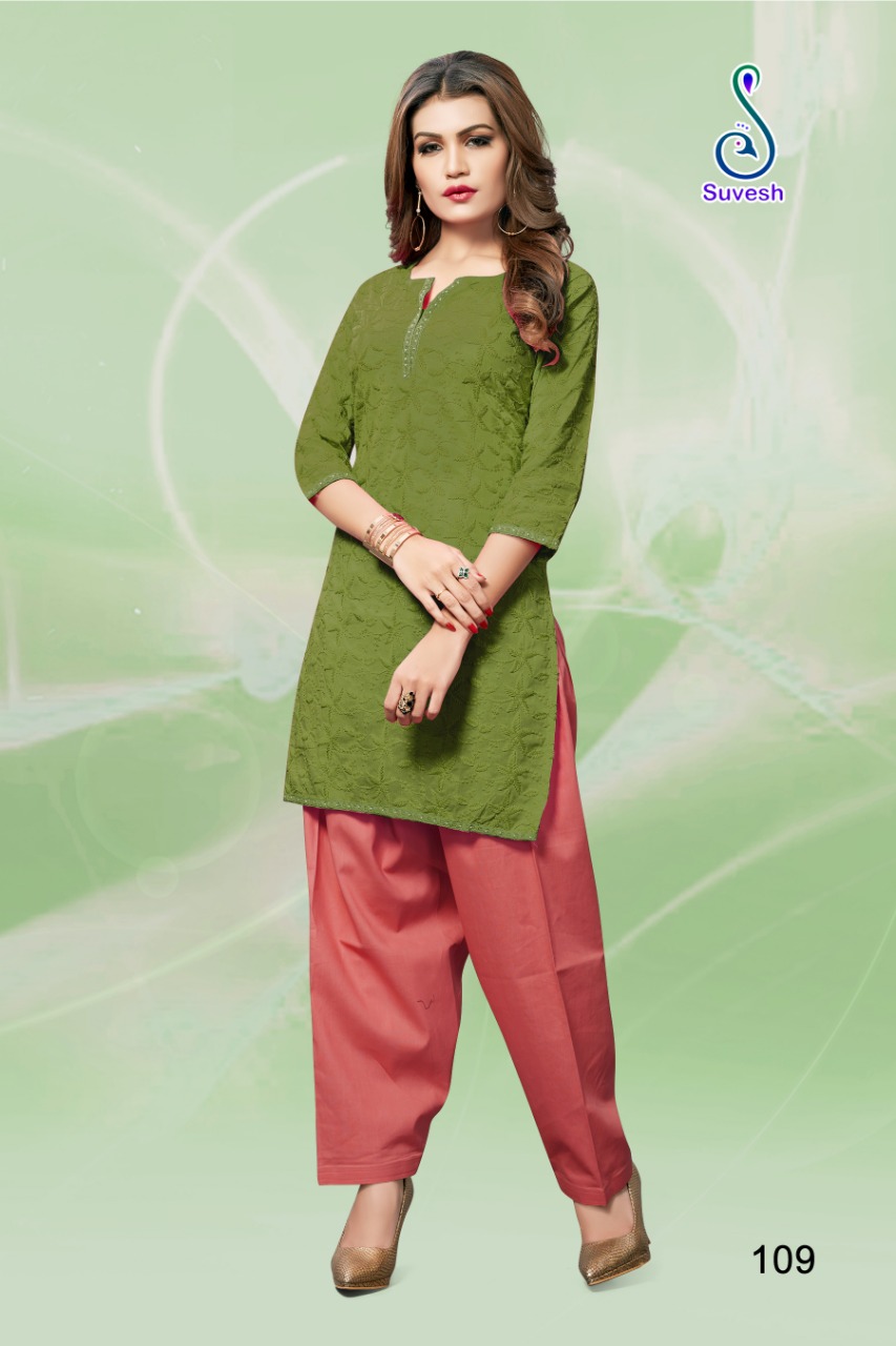 Lakhnavi Nx By Suvesh 101 To 110 Series Beautiful Stylish Colorful Fancy Party Wear & Ethnic Wear & Ready To Wear Rich Cotton Chikan Work Kurtis At Wholesale Price