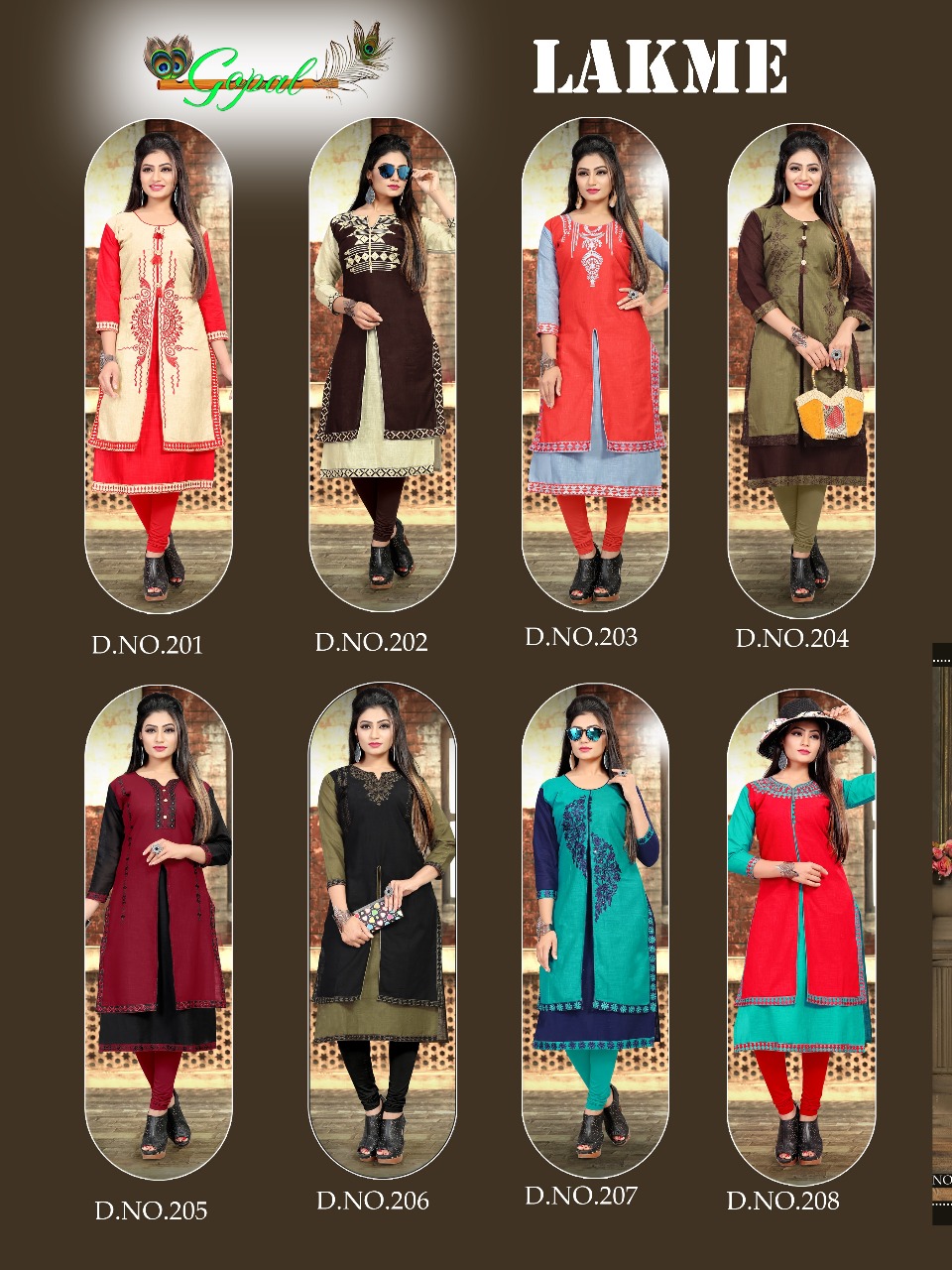 Lakme Vol-2 By Gopal 201 To 208 Series Beautiful Stylish Fancy Colorful Casual Wear & Ethnic Wear Cotton Slub Embroidery Kurtis At Wholesale Price