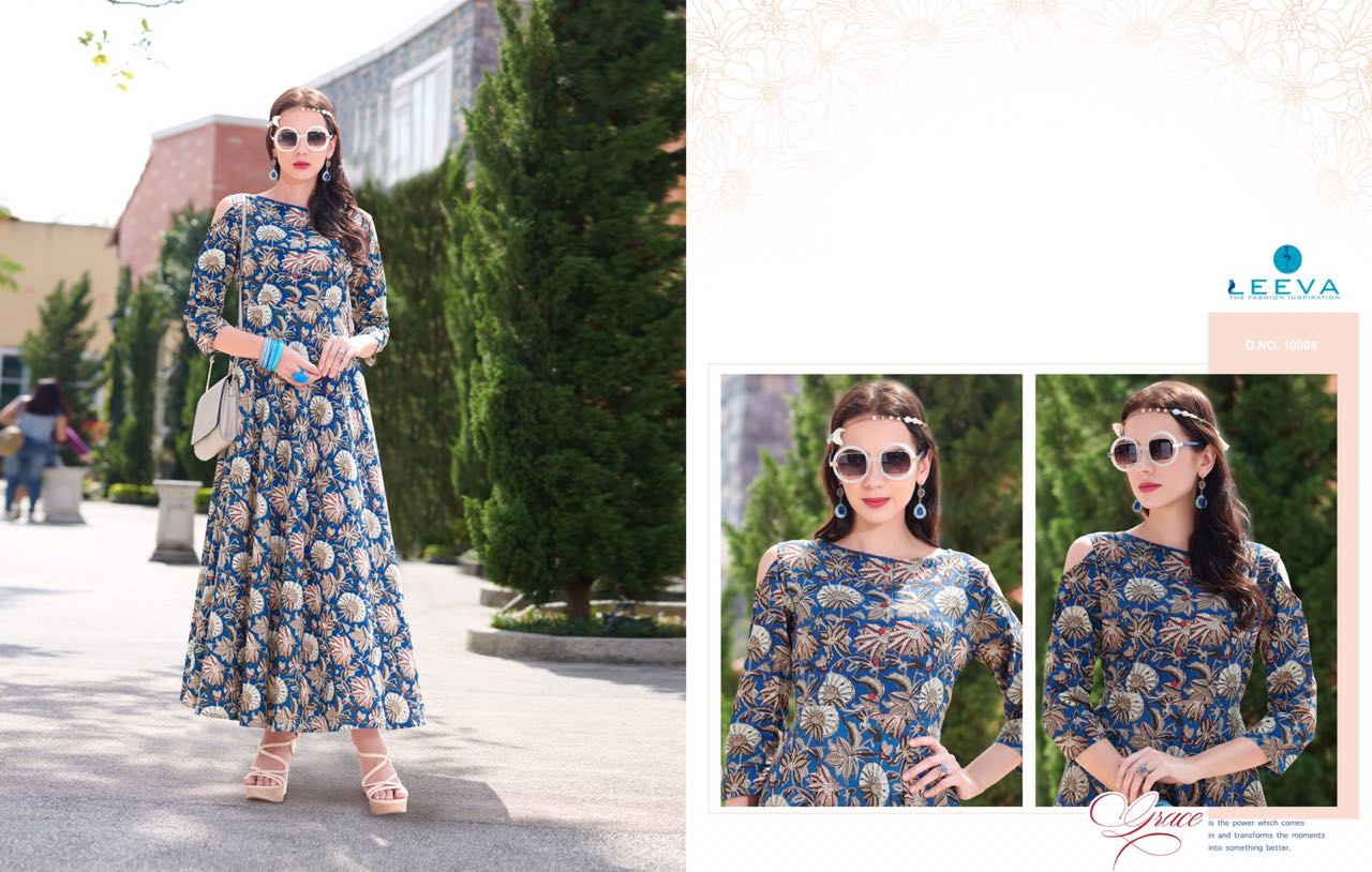 Lamcy By Leeva 10001 To 10008 Series Designer Beautiful Stylish Fancy Colorful Party Wear & Ethnic Wear Pure Rayon & Cotton Printed Kurtis At Wholesale Price
