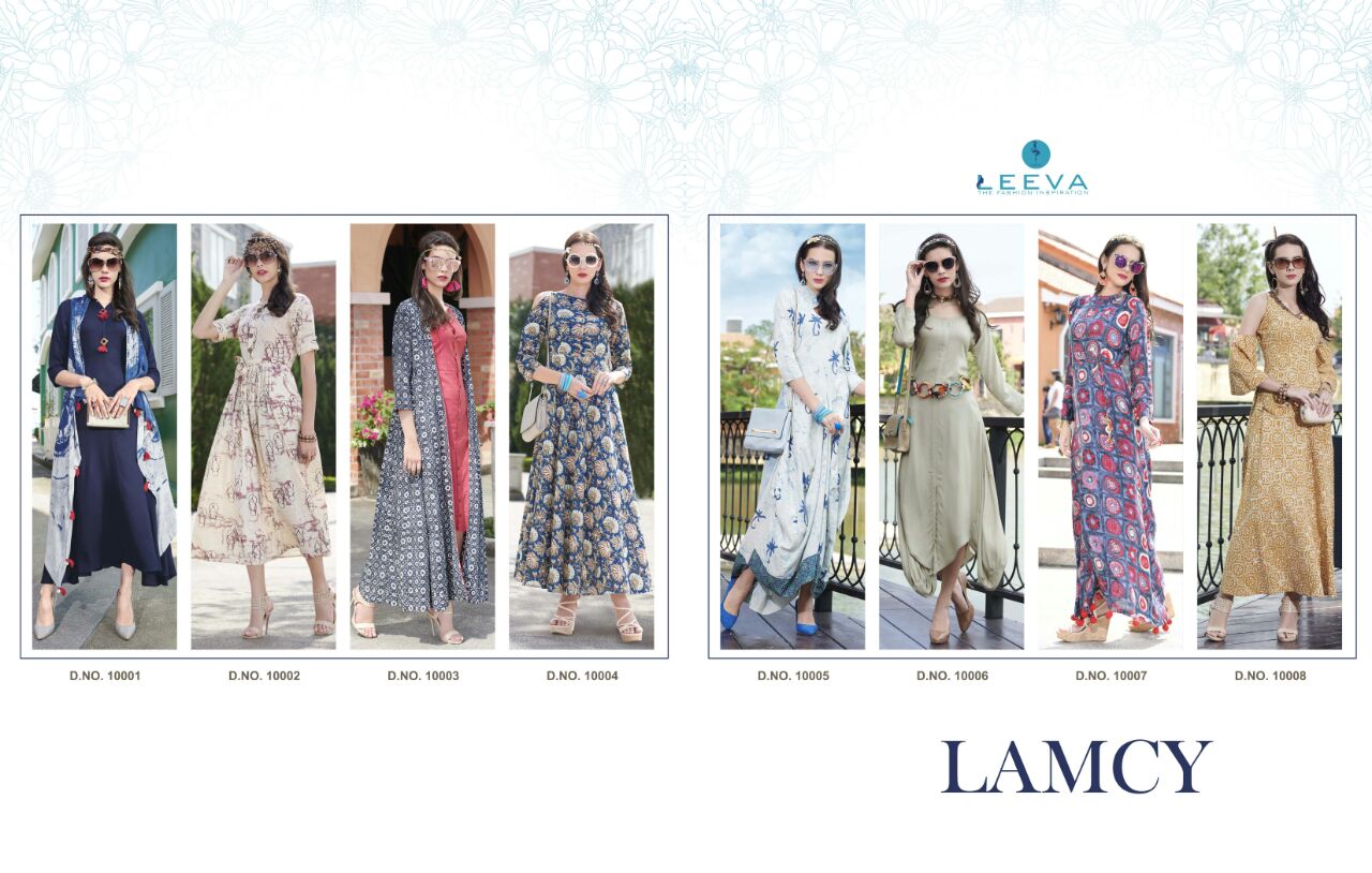 Lamcy By Leeva 10001 To 10008 Series Designer Beautiful Stylish Fancy Colorful Party Wear & Ethnic Wear Pure Rayon & Cotton Printed Kurtis At Wholesale Price