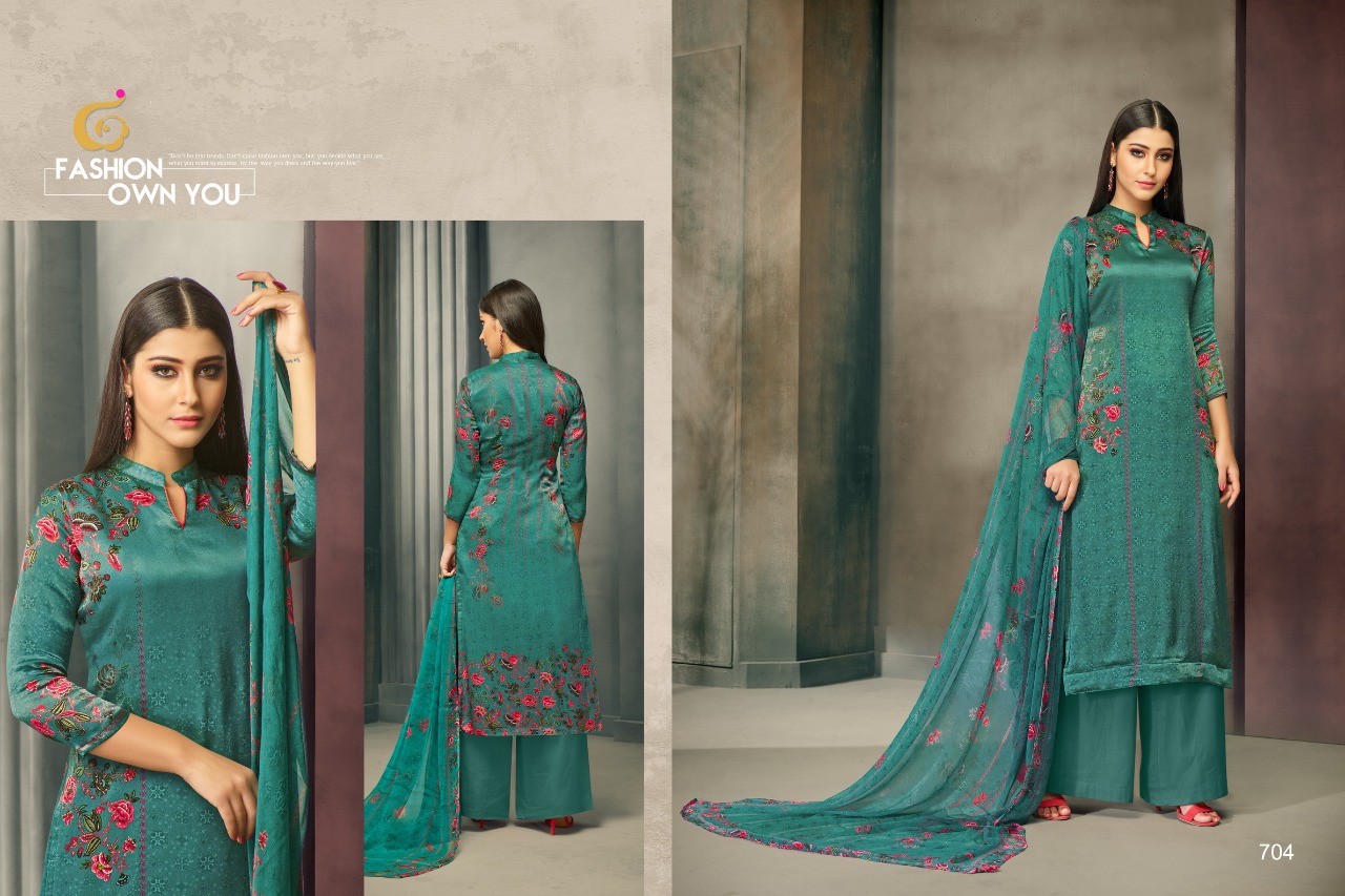 Lamia By Gloisima Nx 702 To 707 Series Beautiful Stylish Fancy Colorful Casual Wear & Ethnic Wear Collection Jam Satin Embroidered Dresses At Wholesale Price
