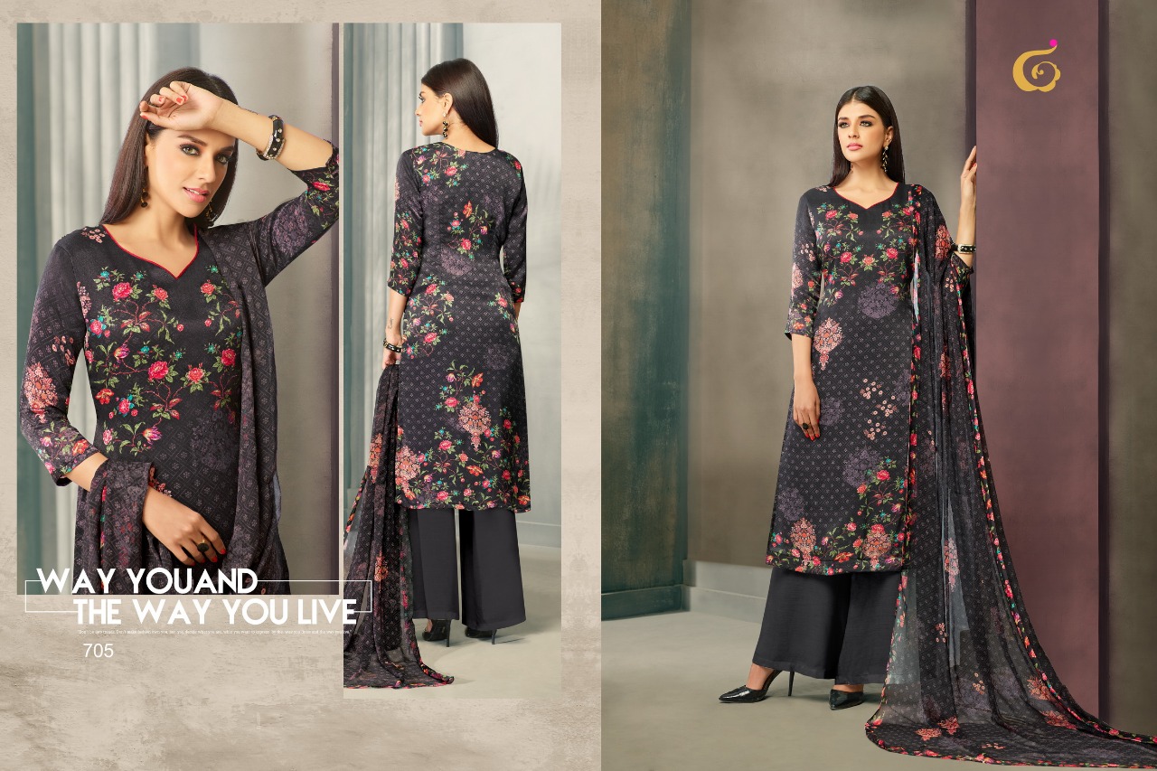 Lamia By Gloisima Nx 702 To 707 Series Beautiful Stylish Fancy Colorful Casual Wear & Ethnic Wear Collection Jam Satin Embroidered Dresses At Wholesale Price
