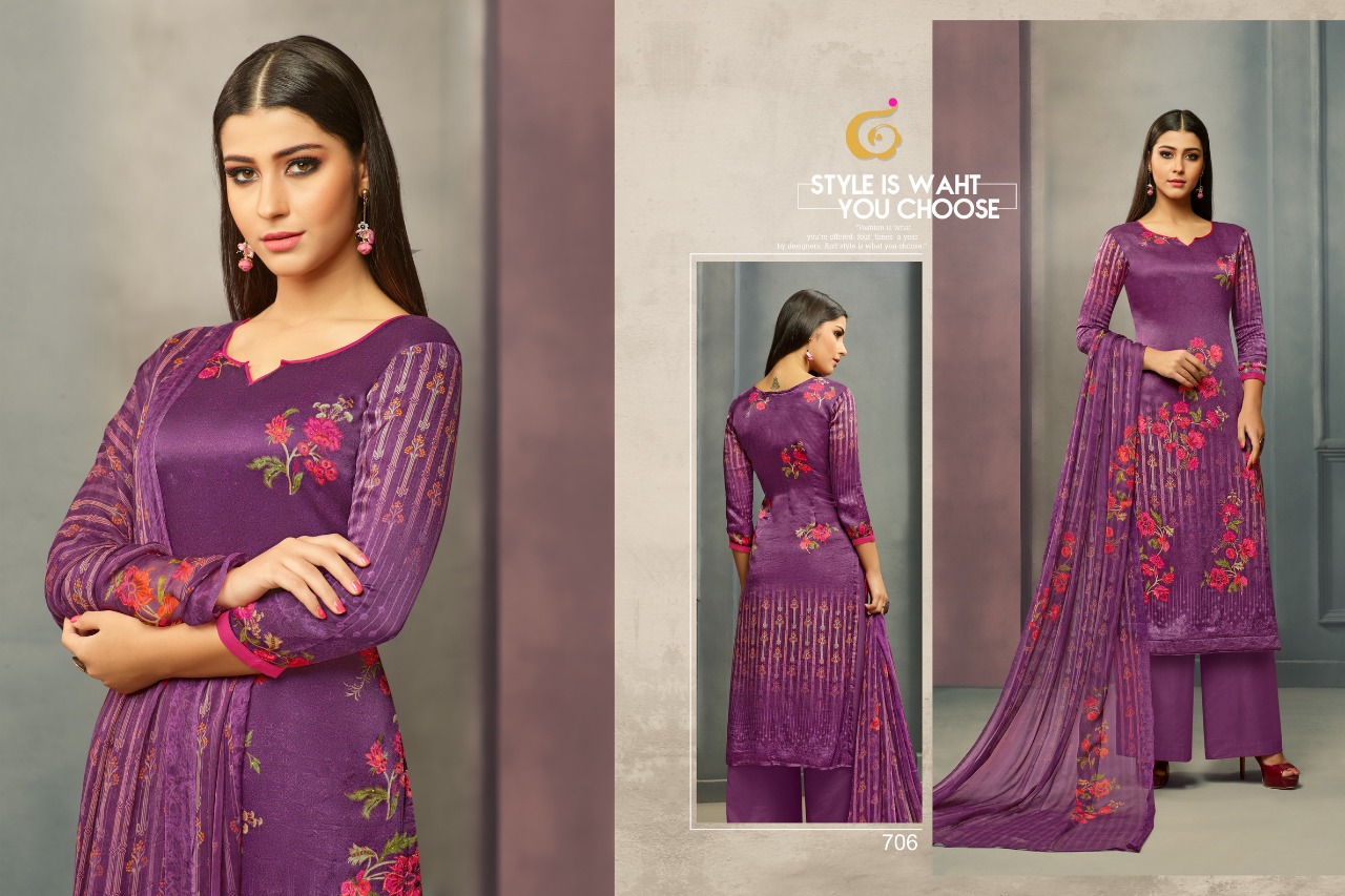 Lamia By Gloisima Nx 702 To 707 Series Beautiful Stylish Fancy Colorful Casual Wear & Ethnic Wear Collection Jam Satin Embroidered Dresses At Wholesale Price