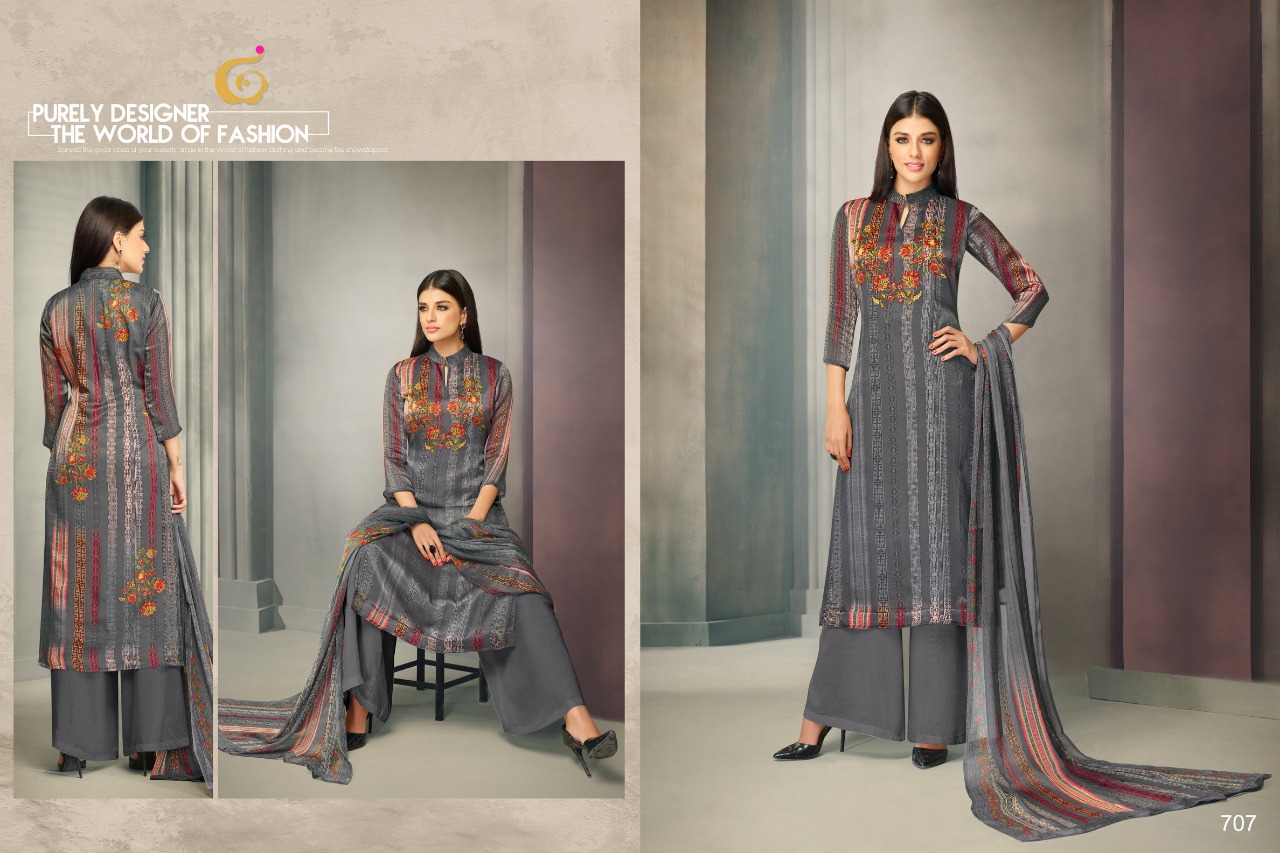 Lamia By Gloisima Nx 702 To 707 Series Beautiful Stylish Fancy Colorful Casual Wear & Ethnic Wear Collection Jam Satin Embroidered Dresses At Wholesale Price