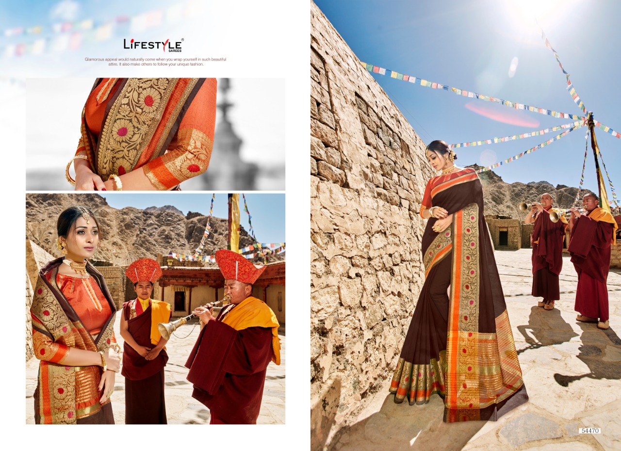 Lavanyam Vol-5 By Lifestyle 54461 To 54472 Series Designer Indian Traditional Wear Collection Beautiful Stylish Fancy Colorful Party Wear & Occasional Wear Weaving Silk Sarees At Wholesale Price