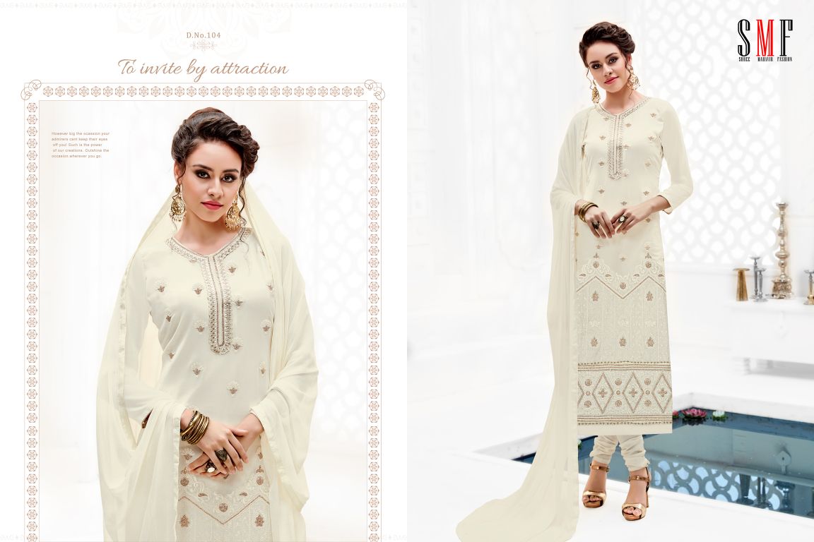 Laveena By Shri Mahavir Fashion 101 To 106 Series Designer Beautiful Stylish Fancy Colorful Party Wear & Occasional Wear Faux Georgette Embroidered Dresses At Wholesale Price