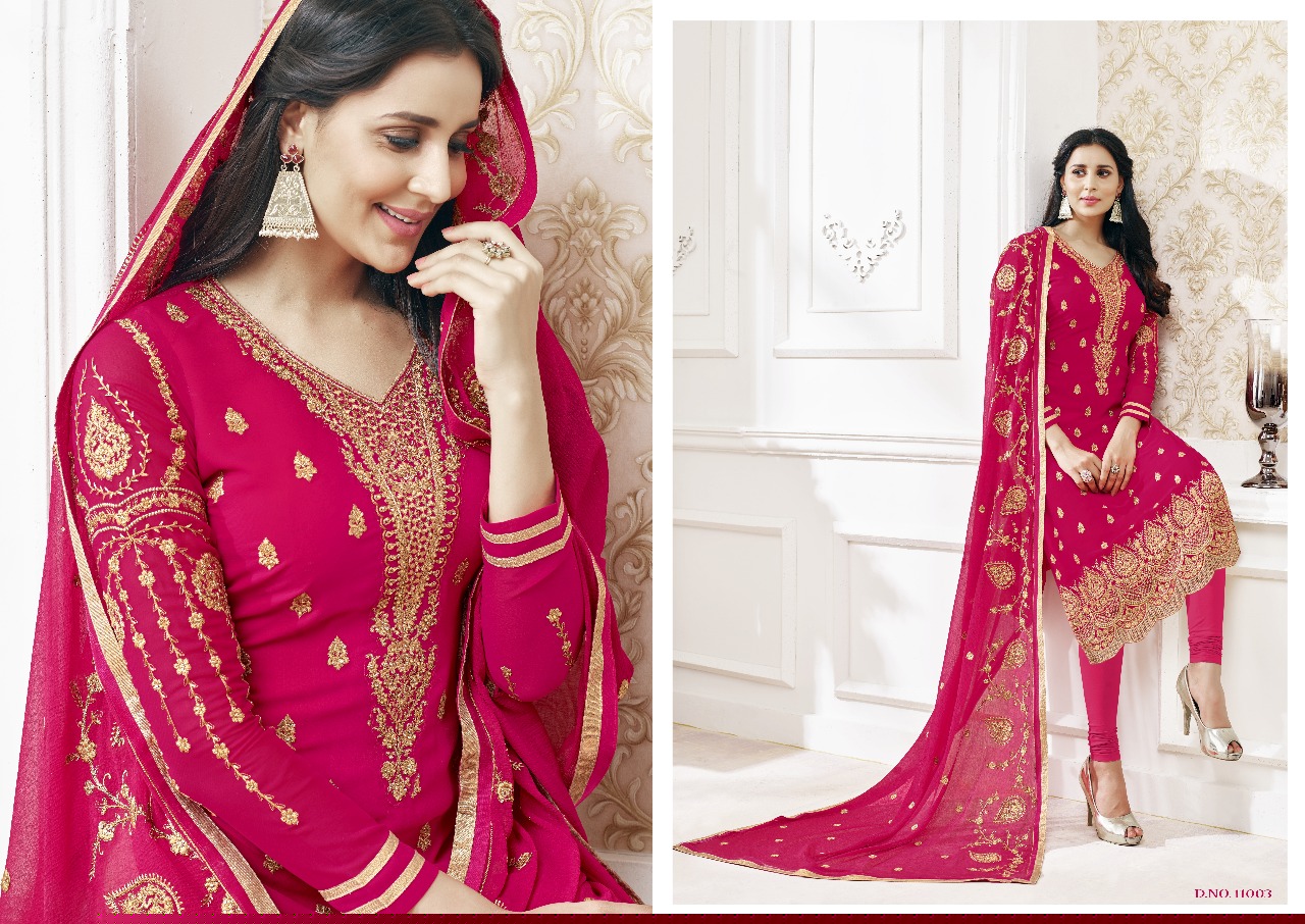 Lavli Vol-11 By Lavli Fashion 11001 To 11006 Series Beautiful Stylish Designer Printed And Embroidered Party Wear Occasional Wear Georgette Embroidered Dresses At Wholesale Price