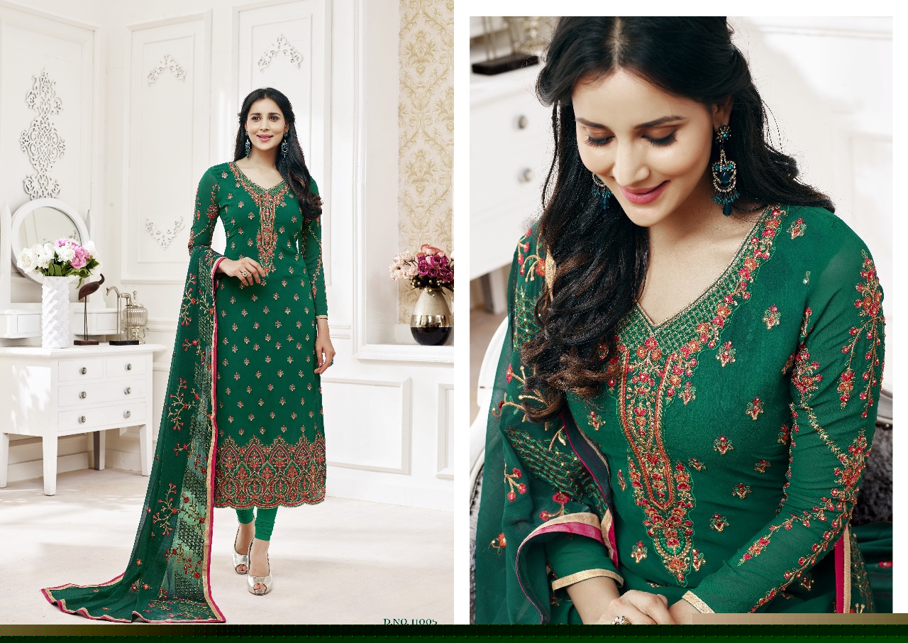Lavli Vol-11 By Lavli Fashion 11001 To 11006 Series Beautiful Stylish Designer Printed And Embroidered Party Wear Occasional Wear Georgette Embroidered Dresses At Wholesale Price