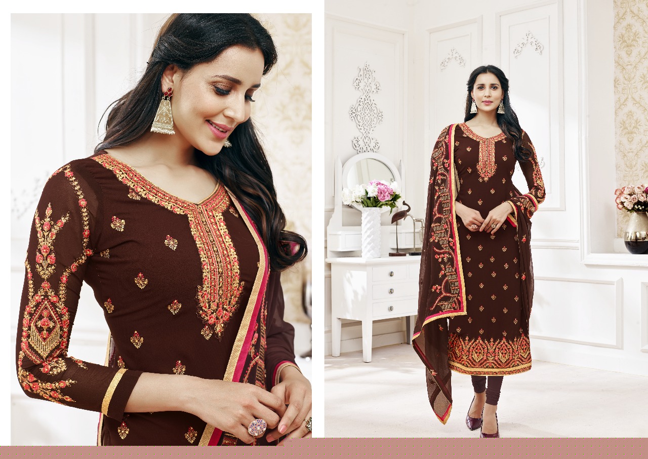 Lavli Vol-11 By Lavli Fashion 11001 To 11006 Series Beautiful Stylish Designer Printed And Embroidered Party Wear Occasional Wear Georgette Embroidered Dresses At Wholesale Price