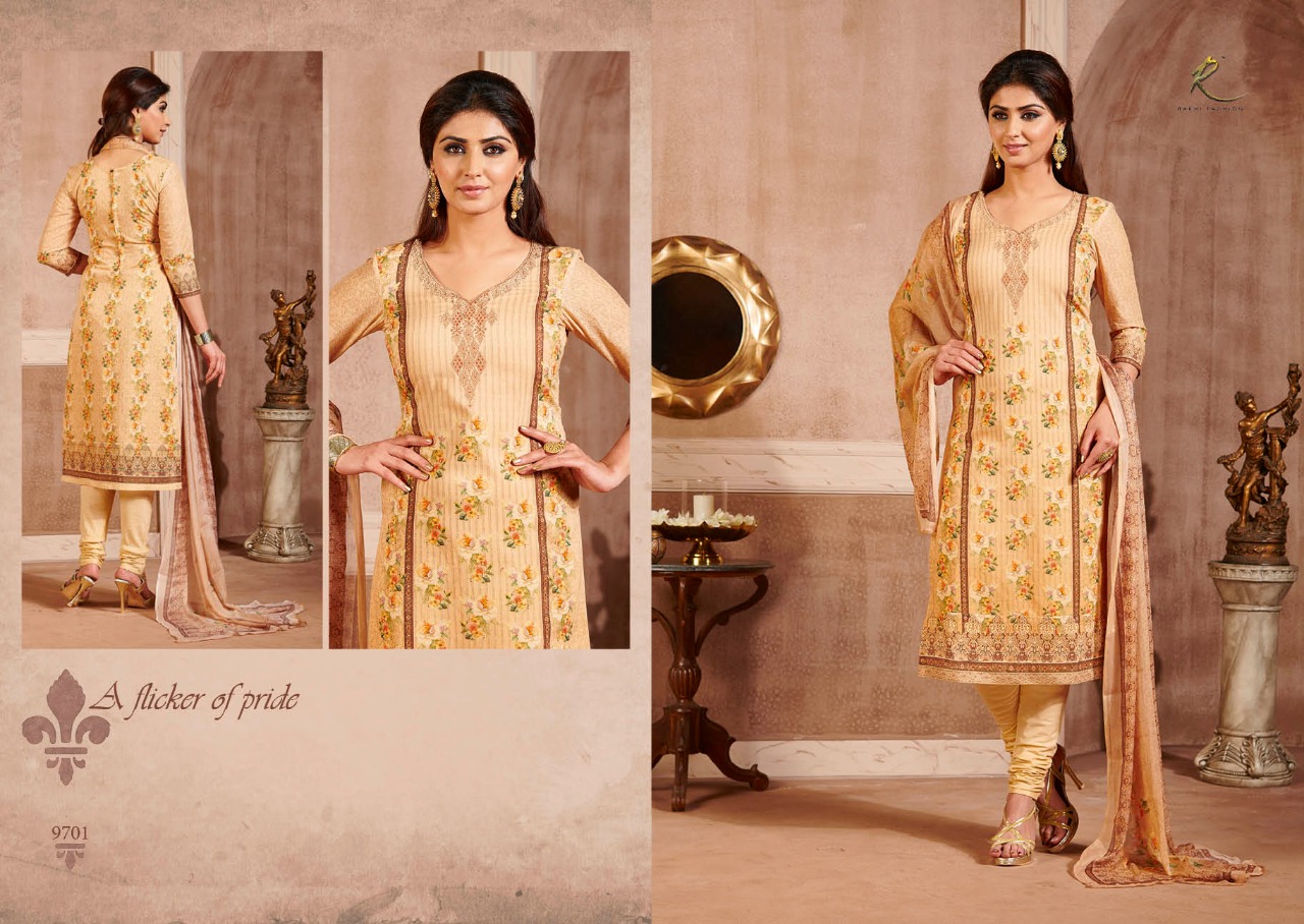 Lawn Cotton By Rakhi Fashion 9701 To 9707 Series Beautiful Stylish Fancy Colorful Casual Wear & Ethnic Wear Collection Lawn Cotton Print With Embroidered Dresses At Wholesale Price