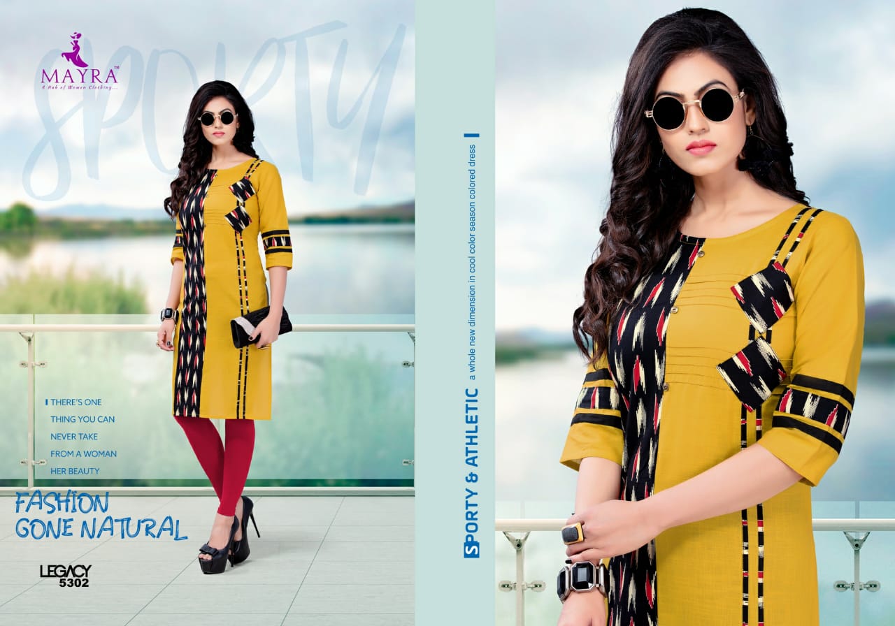 Legacy By Mayra 5301 To 5308 Series Stylish Fancy Beautiful Colorful Casual Wear & Ethnic Wear Cotton Slub With Cotton Print Stitching Kurtis At Wholesale Price