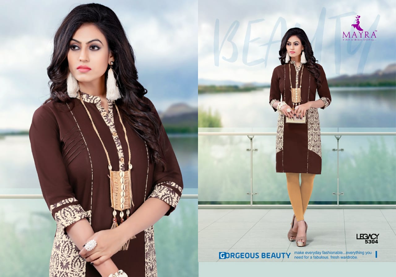 Legacy By Mayra 5301 To 5308 Series Stylish Fancy Beautiful Colorful Casual Wear & Ethnic Wear Cotton Slub With Cotton Print Stitching Kurtis At Wholesale Price
