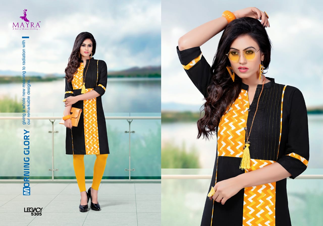 Legacy By Mayra 5301 To 5308 Series Stylish Fancy Beautiful Colorful Casual Wear & Ethnic Wear Cotton Slub With Cotton Print Stitching Kurtis At Wholesale Price
