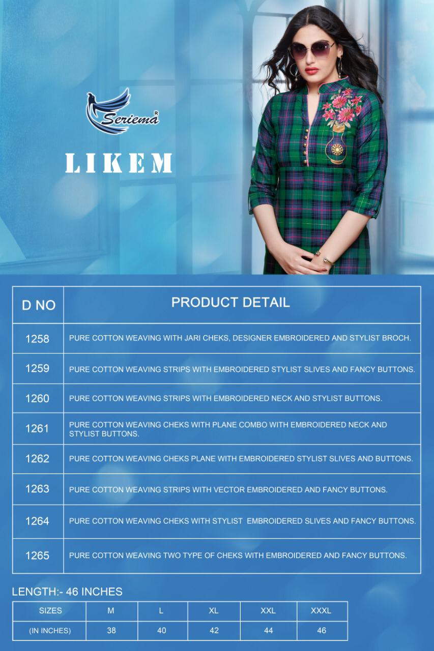 Likem By Sparrow 1258 To 1265 Series Beautiful Stylish Colorful Fancy Party Wear & Ethnic Wear & Ready To Wear Cotton Embroidery Kurtis At Wholesale Price