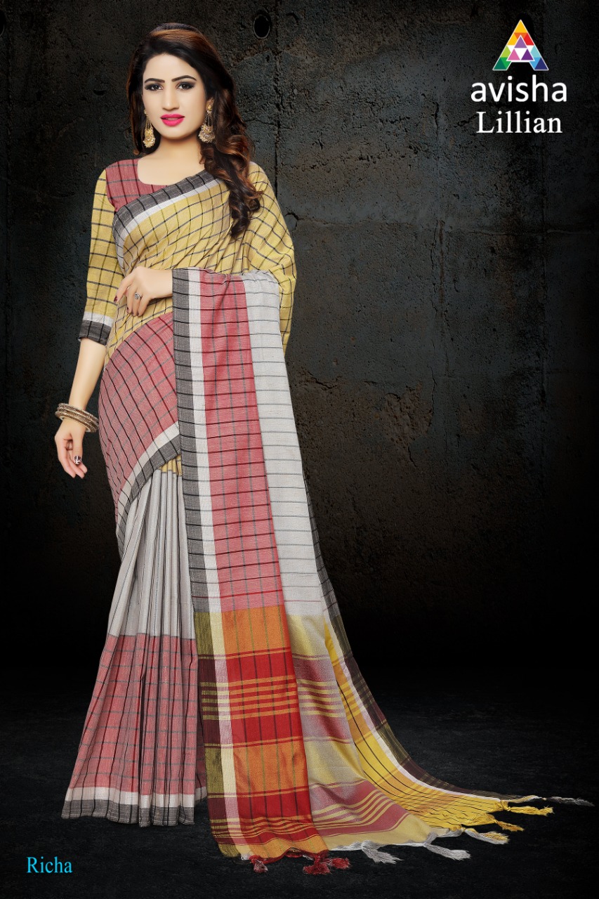 Lilian By Avisha Indian Traditional Wear Collection Beautiful Stylish Fancy Colorful Party Wear & Occasional Wear Blended Cotton With Heavy Embroidery Sarees At Wholesale Price