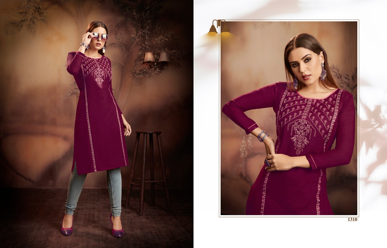 Lily Vol-15 By Kajree Fashion 1310 To 1321 Series Beautiful Stylish Fancy Colorful Casual Wear & Ethnic Wear & Ready To Wear Rayon Embroidered Kurtis At Wholesale Price