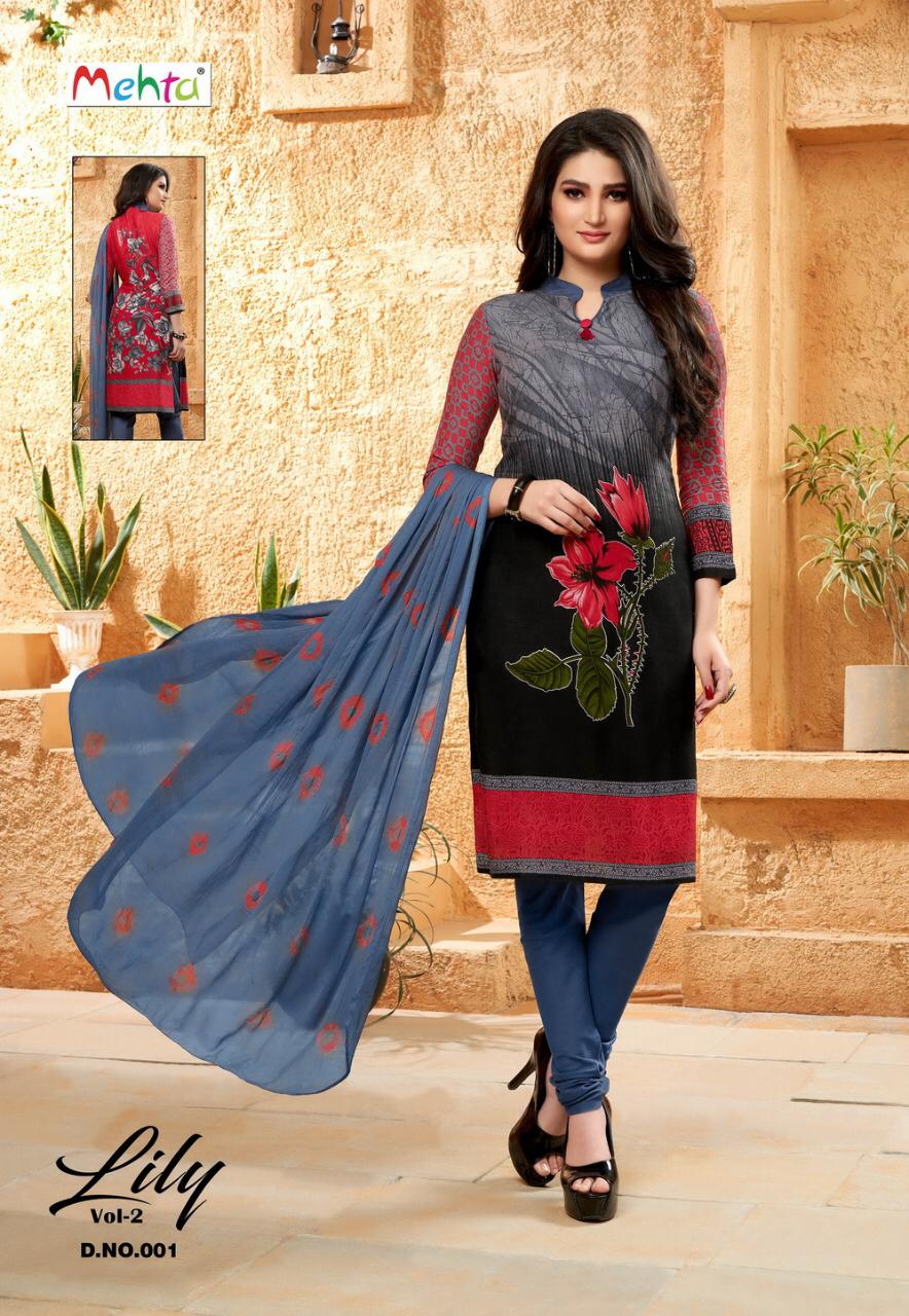 Lily Vol-2 By Mehta 001 To 008 Series Beautiful Pakistani Suits Stylish Fancy Colorful Party Wear & Ethnic Wear Rayon Cotton Printed Dresses At Wholesale Price