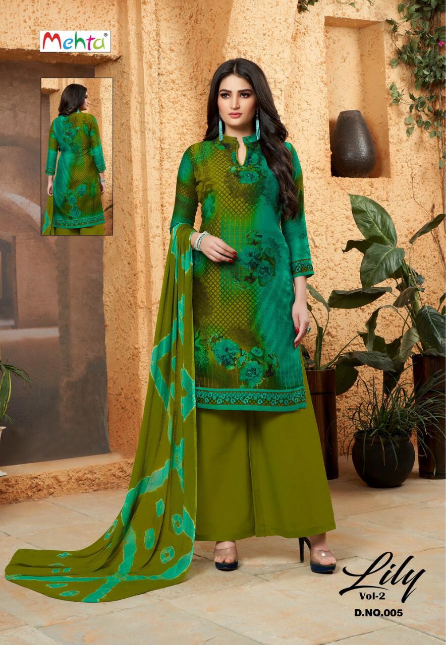 Lily Vol-2 By Mehta 001 To 008 Series Beautiful Pakistani Suits Stylish Fancy Colorful Party Wear & Ethnic Wear Rayon Cotton Printed Dresses At Wholesale Price