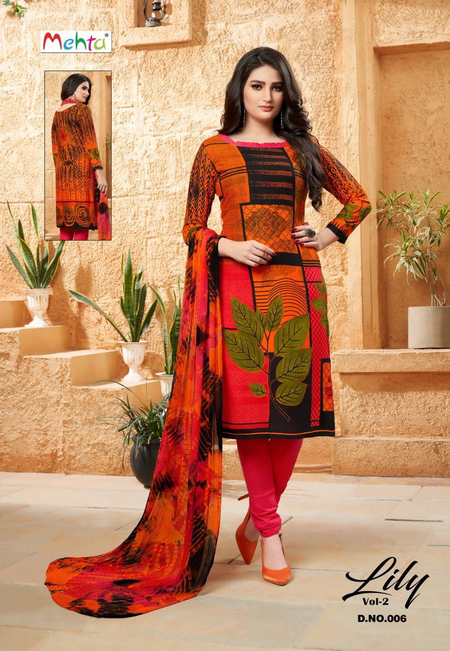 Lily Vol-2 By Mehta 001 To 008 Series Beautiful Pakistani Suits Stylish Fancy Colorful Party Wear & Ethnic Wear Rayon Cotton Printed Dresses At Wholesale Price
