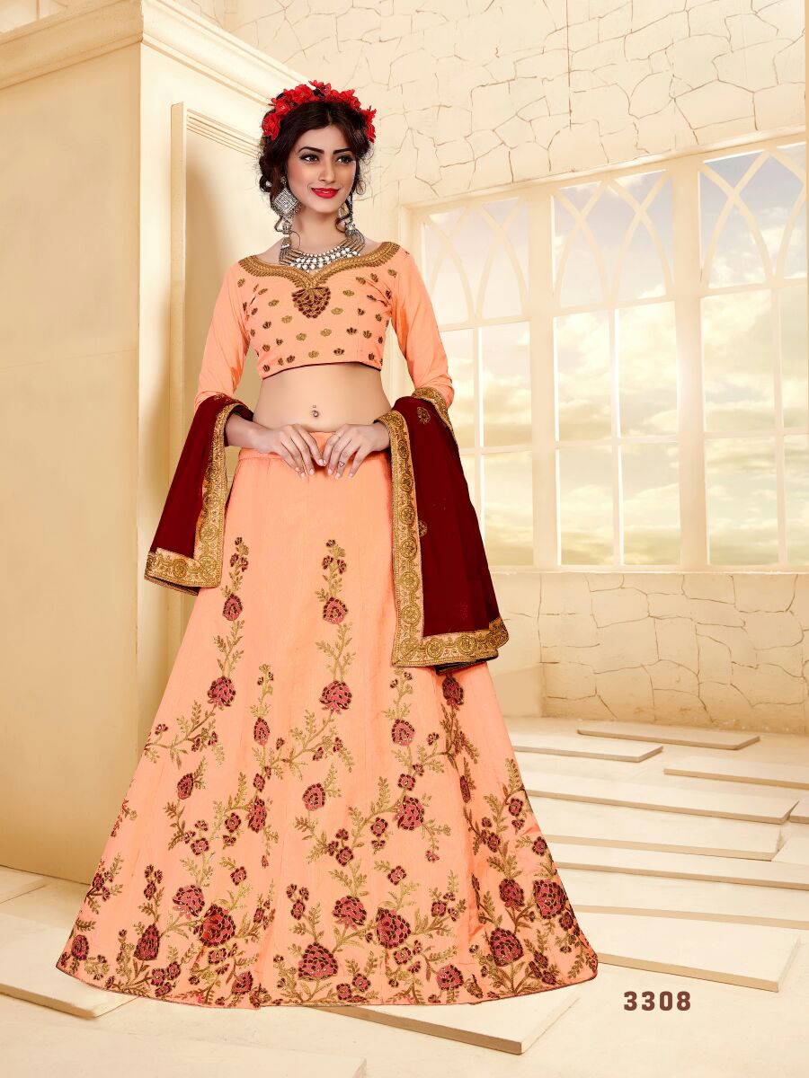 Lily By Sanskar Style 3307 To 3315 Series Designer Wedding Collection Beautiful Stylish Fancy Colorful Party Wear & Occasional Wear Silk Lehengas At Wholesale Price