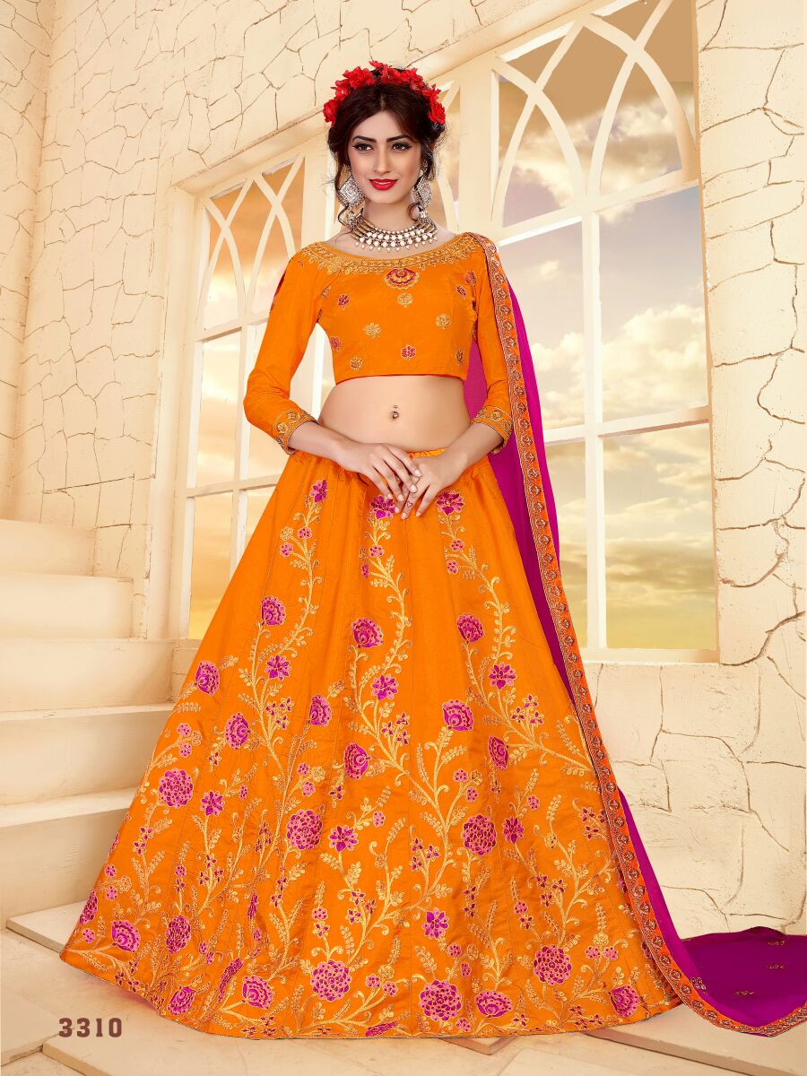 Lily By Sanskar Style 3307 To 3315 Series Designer Wedding Collection Beautiful Stylish Fancy Colorful Party Wear & Occasional Wear Silk Lehengas At Wholesale Price
