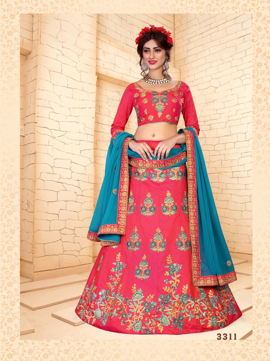 Lily By Sanskar Style 3307 To 3315 Series Designer Wedding Collection Beautiful Stylish Fancy Colorful Party Wear & Occasional Wear Silk Lehengas At Wholesale Price