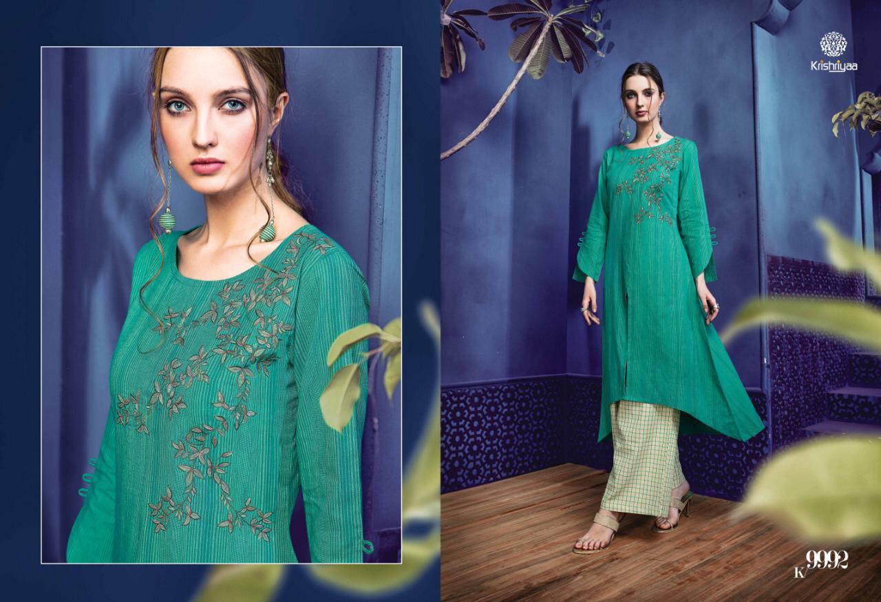 Limelight Vol-2 By Krishriyaa 9991 To 9998 Series Beautiful Stylish Fancy Colorful Casual Wear & Ethnic Wear Handloom/viscose Cotton Kurtis With Bottom At Wholesale Price