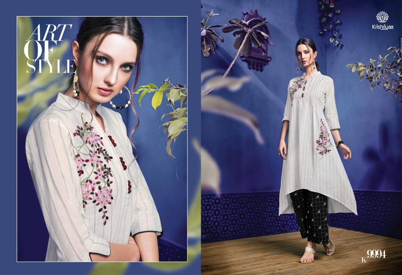 Limelight Vol-2 By Krishriyaa 9991 To 9998 Series Beautiful Stylish Fancy Colorful Casual Wear & Ethnic Wear Handloom/viscose Cotton Kurtis With Bottom At Wholesale Price