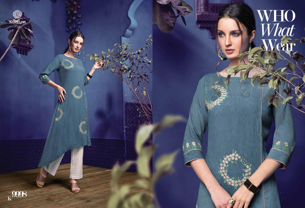 Limelight Vol-2 By Krishriyaa 9991 To 9998 Series Beautiful Stylish Fancy Colorful Casual Wear & Ethnic Wear Handloom/viscose Cotton Kurtis With Bottom At Wholesale Price