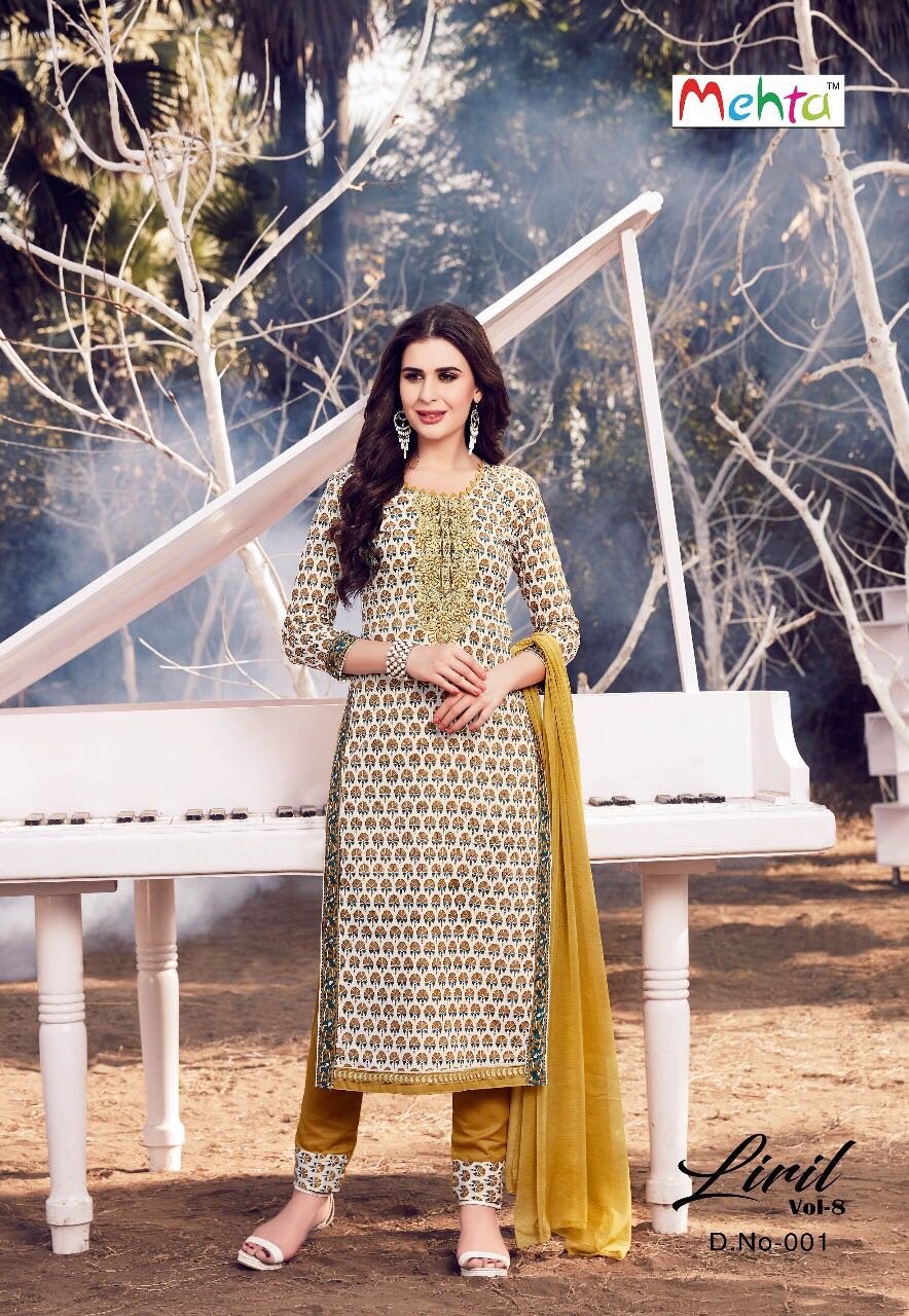 Liril Vol-8 By Mehta 001 To 008 Series Beautiful Stylish Fancy Colorful Casual Wear & Ethnic Wear Summer Collection Pure Cotton Printed Dresses At Wholesale Price