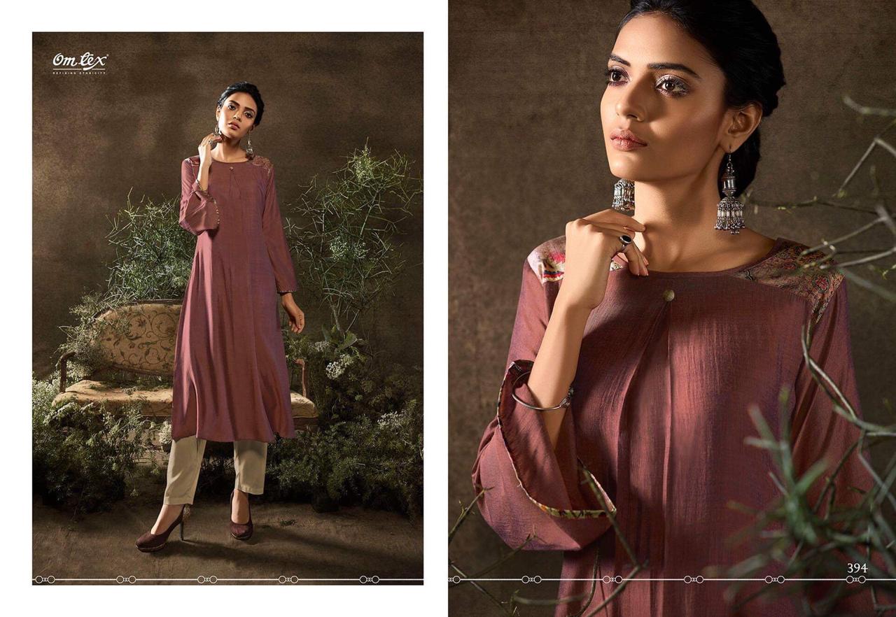 Lize By Om Tex 391 To 396 Series Beautiful Stylish Colorful Fancy Party Wear & Ethnic Wear & Ready To Wear Rabia Silk Kurtis At Wholesale Price