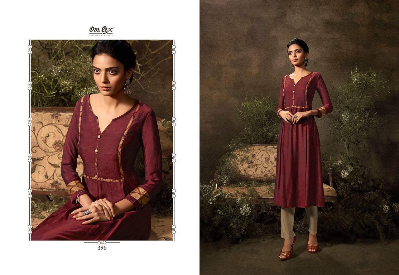 Lize By Om Tex 391 To 396 Series Beautiful Stylish Colorful Fancy Party Wear & Ethnic Wear & Ready To Wear Rabia Silk Kurtis At Wholesale Price
