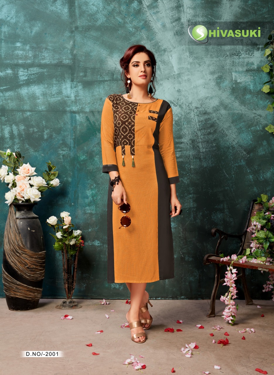 Looks By Hivasuki 2001 To 2008 Series Stylish Beautiful Fancy Colorful Casual Wear & Ethnic Wear Rayon & Ajrakh Printed Kurtis At Wholesale Price