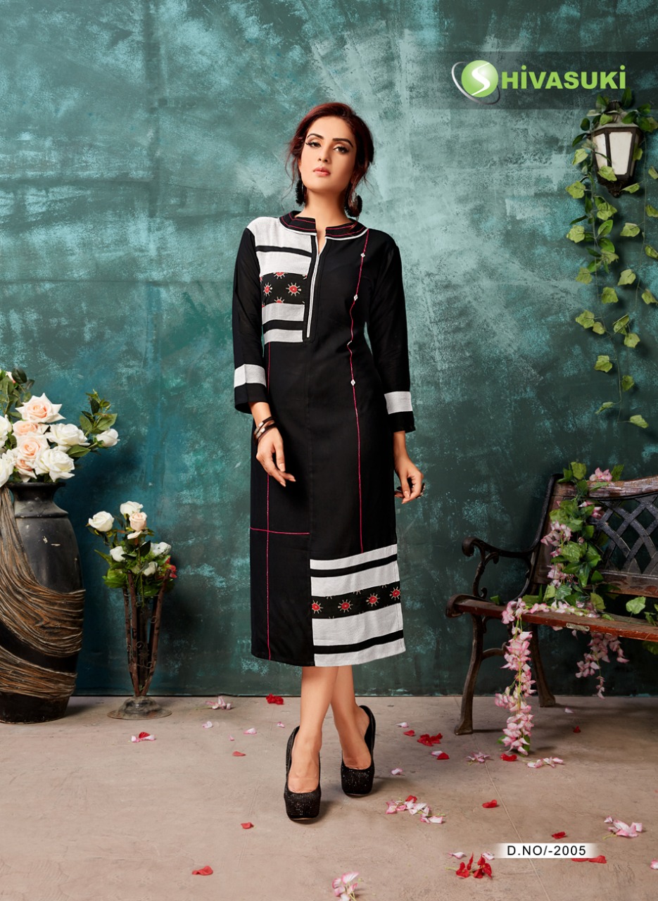 Looks By Hivasuki 2001 To 2008 Series Stylish Beautiful Fancy Colorful Casual Wear & Ethnic Wear Rayon & Ajrakh Printed Kurtis At Wholesale Price