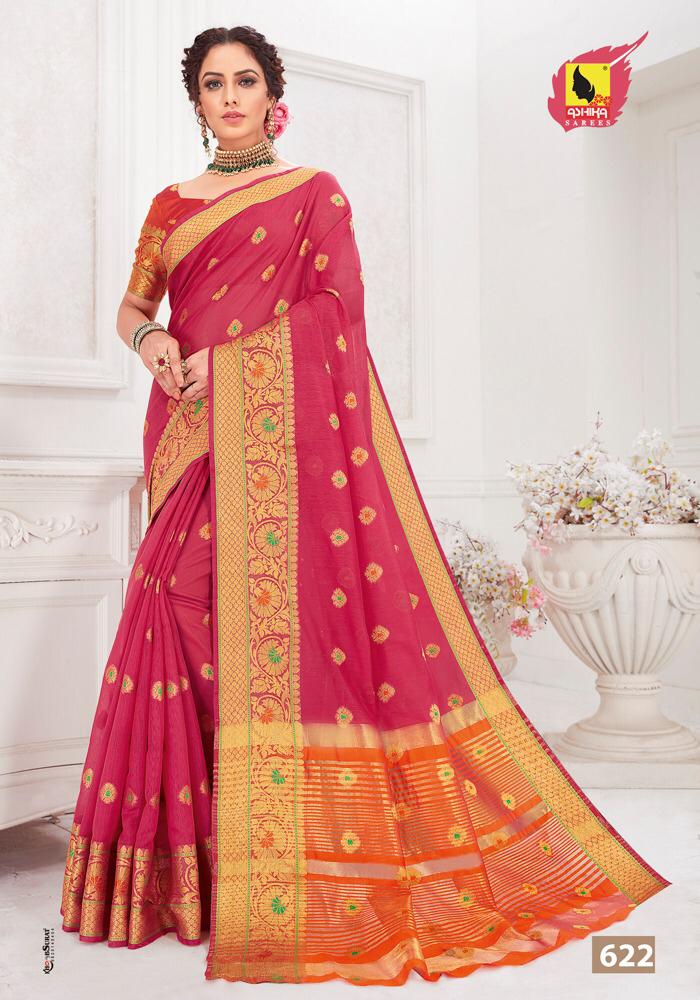 Lotus Butta By Ashika Sarees 621 To 630 Series Indian Traditional Wear Collection Beautiful Stylish Fancy Colorful Party Wear & Occasional Wear Heavy Chanderi Cotton Sarees At Wholesale Price